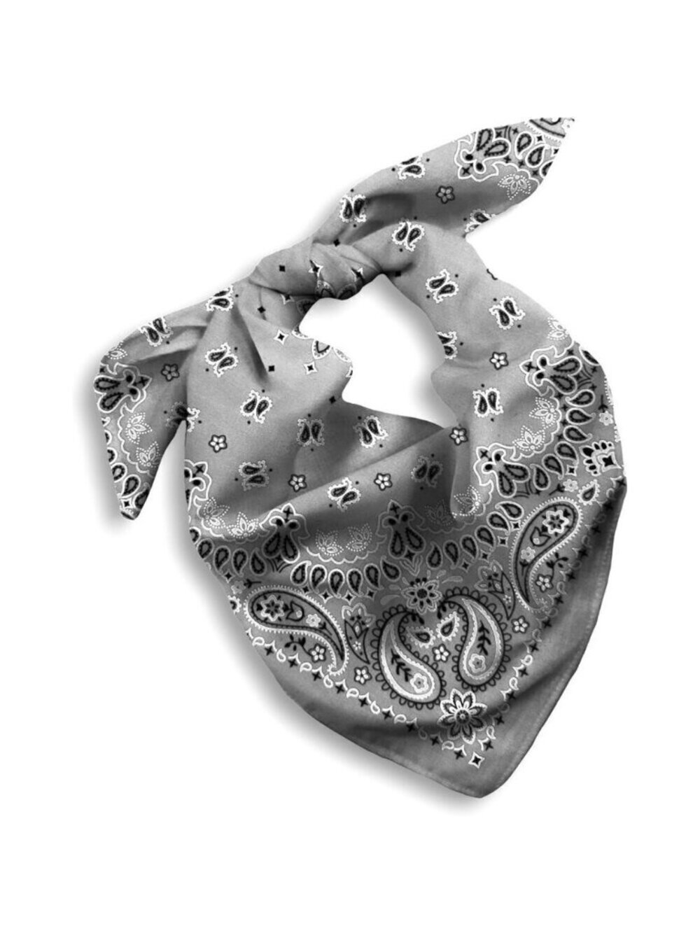Women's Grey Cotton Bandana Large Cowgirl Imported Handkerchief Headband Scarf